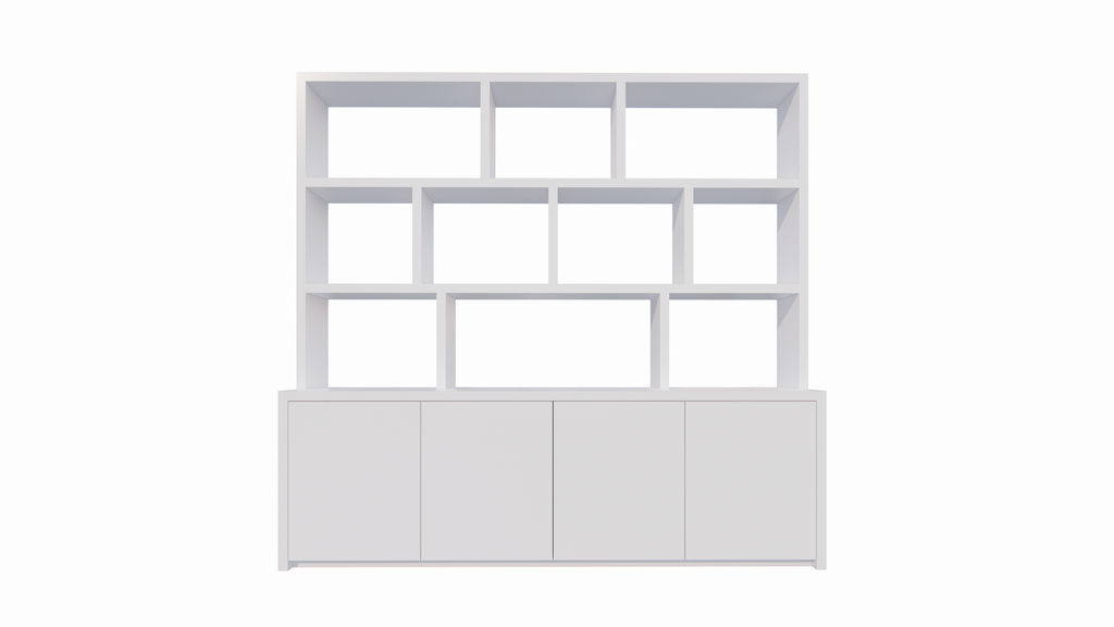 Fächerschrank Corsica - 280x20/40x240H cm - 5cm Fachbodenstärke - push-to-open Türen - offene Fächer - ohne Rückwand - schlichte Ausführung