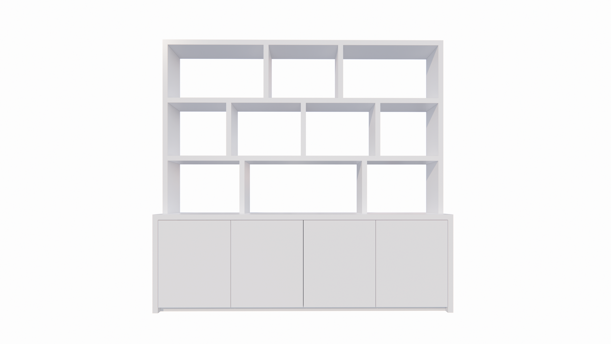 Fächerschrank Corsica - 280x20/40x240H cm - 5cm Fachbodenstärke - push-to-open Türen - offene Fächer - ohne Rückwand - schlichte Ausführung