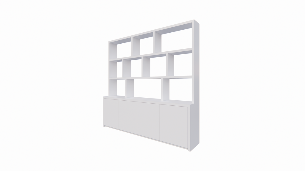 Fächerschrank Corsica - 280x20/40x240H cm - 5cm Fachbodenstärke - push-to-open Türen - offene Fächer - ohne Rückwand - schlichte Ausführung