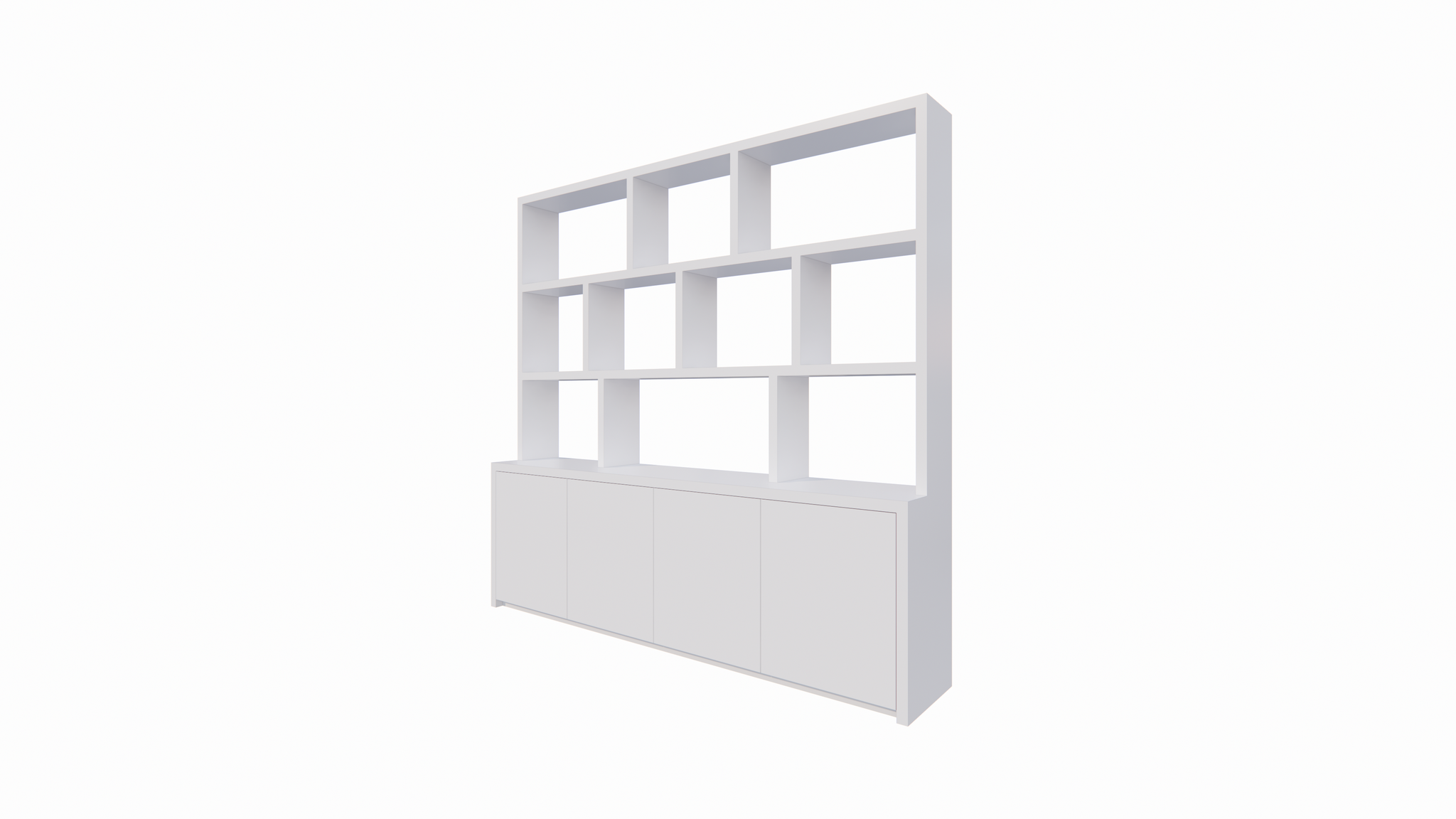 Fächerschrank Corsica - 280x20/40x240H cm - 5cm Fachbodenstärke - push-to-open Türen - offene Fächer - ohne Rückwand - schlichte Ausführung