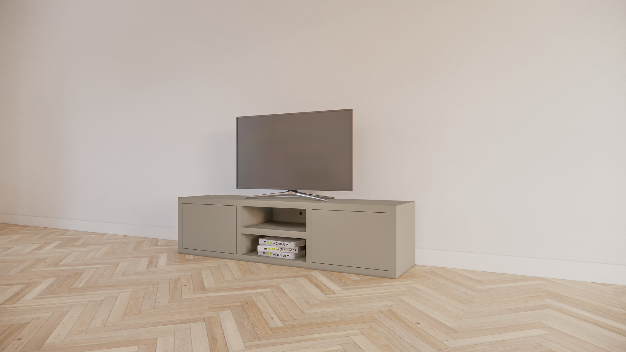 Dax TV-Sideboard - 160x40x40H cm - push-to-open Türen - 2 offene Fächer - 4cm Fachbodenstärke