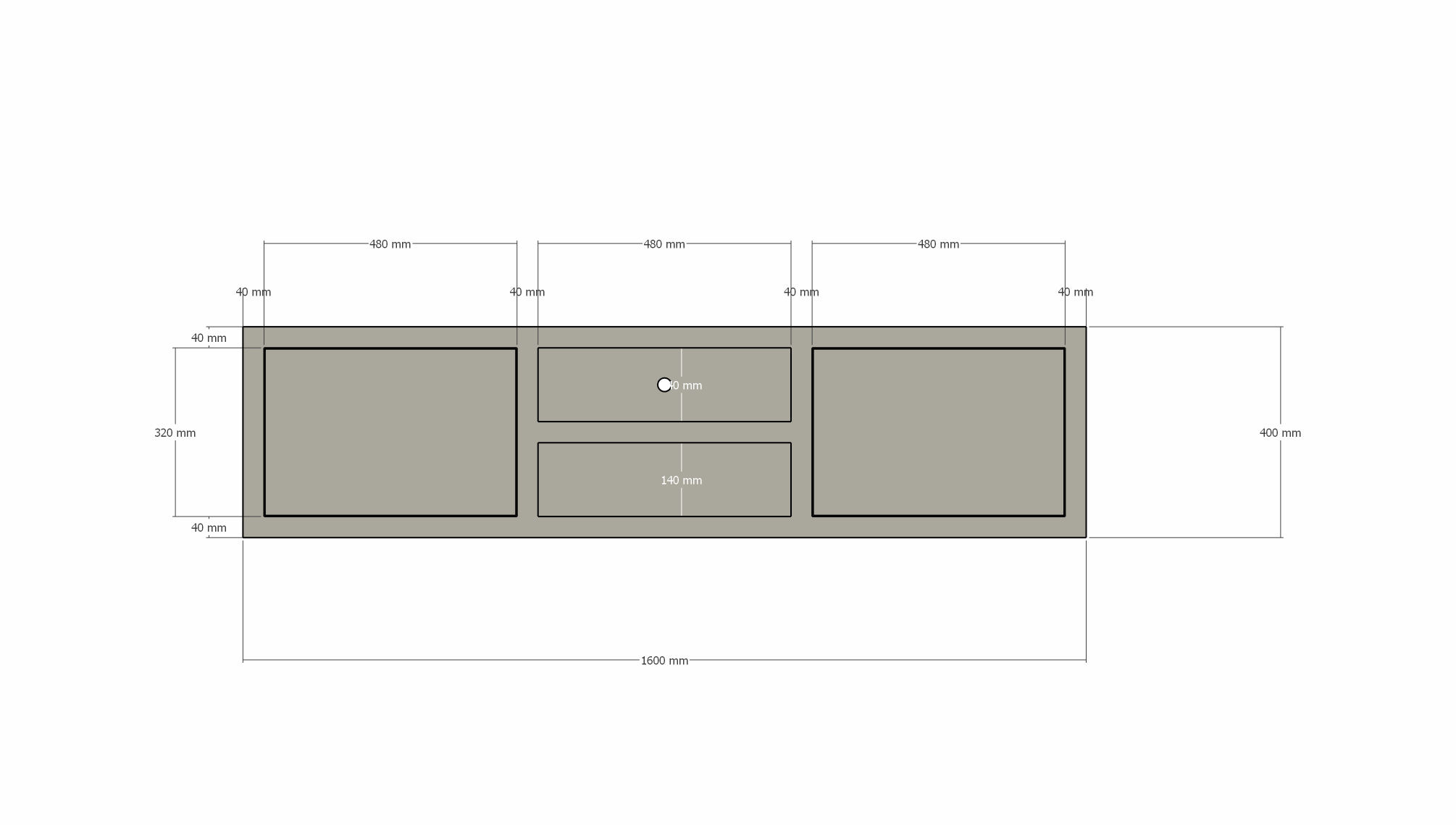 Dax TV-Sideboard - 160x40x40H cm - push-to-open Türen - 2 offene Fächer - 4cm Fachbodenstärke
