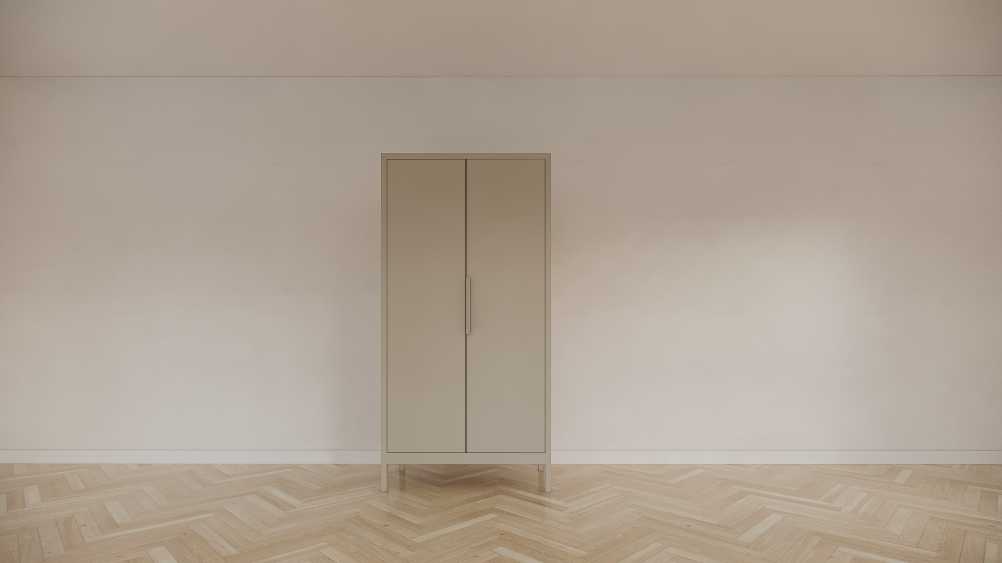 Kinderkleiderschrank Demak - 90x50x180H cm - auf Beinen - 2 Flügeltüren - rechte Tür 4 verstellbare Einlegeböden - linke Tür Hängeteil