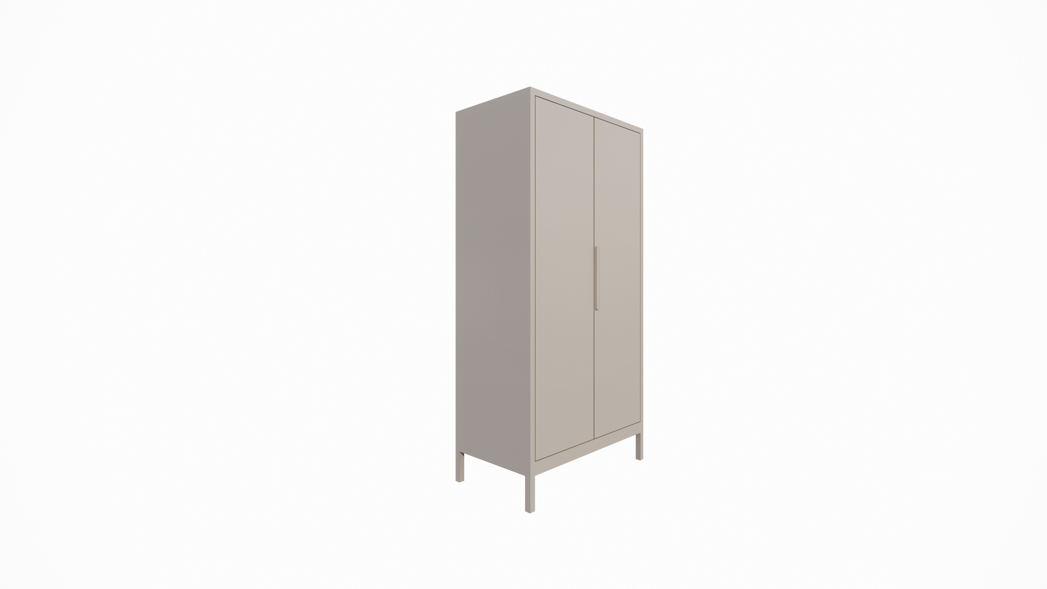 Kinderkleiderschrank Demak - 90x50x180H cm - auf Beinen - 2 Flügeltüren - rechte Tür 4 verstellbare Einlegeböden - linke Tür Hängeteil