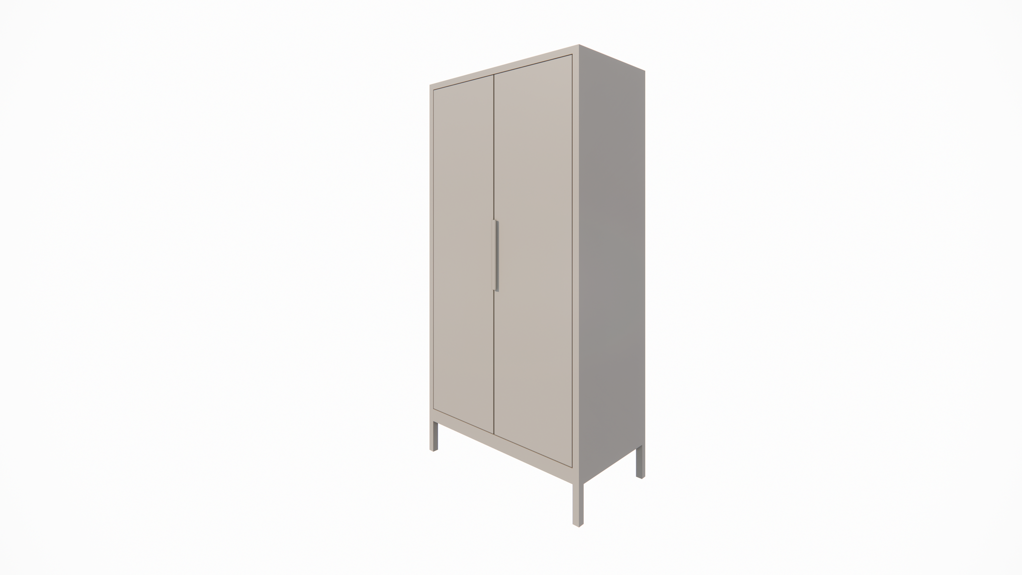 Kinderkleiderschrank Demak - 90x50x180H cm - auf Beinen - 2 Flügeltüren - rechte Tür 4 verstellbare Einlegeböden - linke Tür Hängeteil