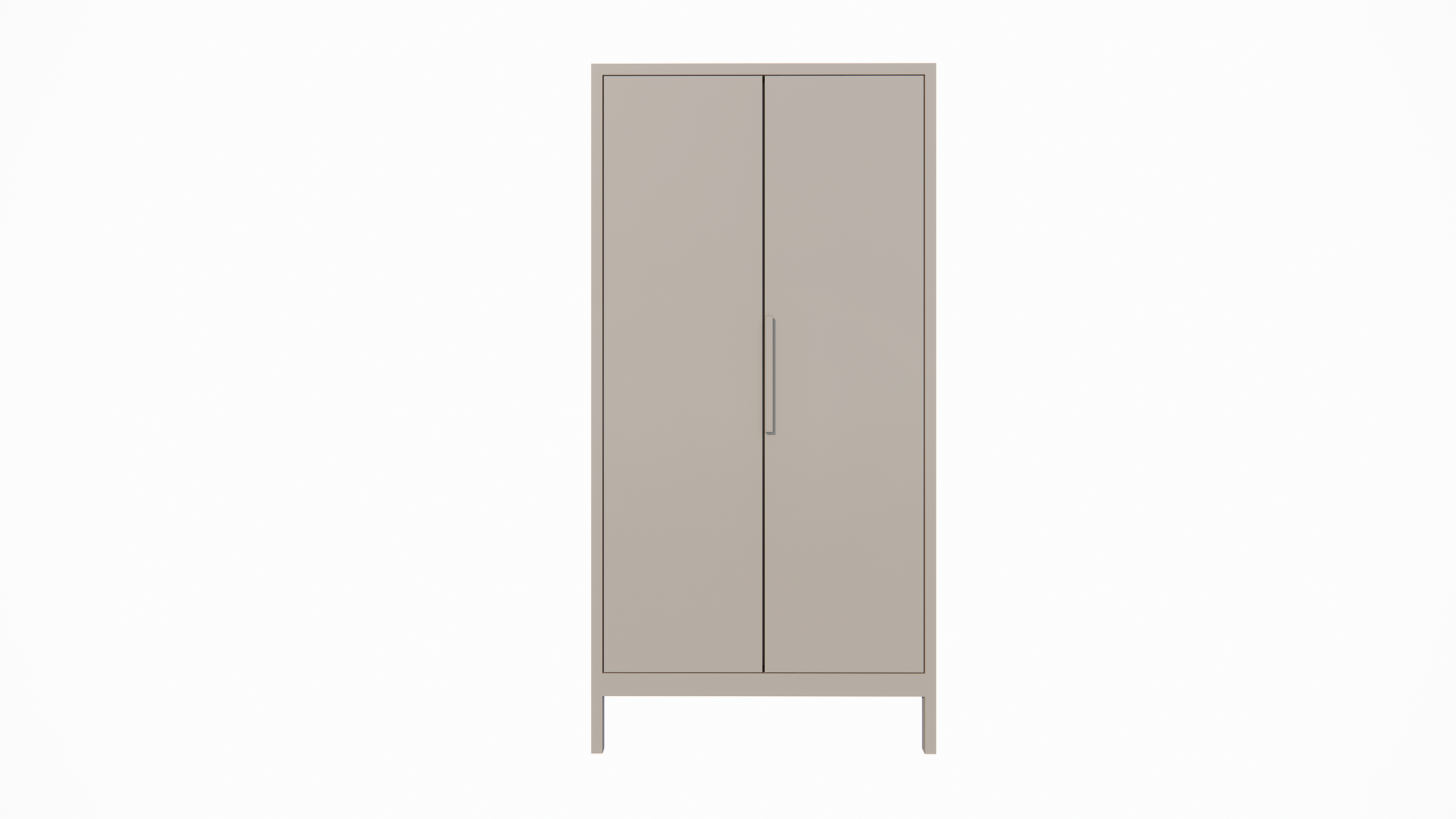 Kinderkleiderschrank Demak - 90x50x180H cm - auf Beinen - 2 Flügeltüren - rechte Tür 4 verstellbare Einlegeböden - linke Tür Hängeteil