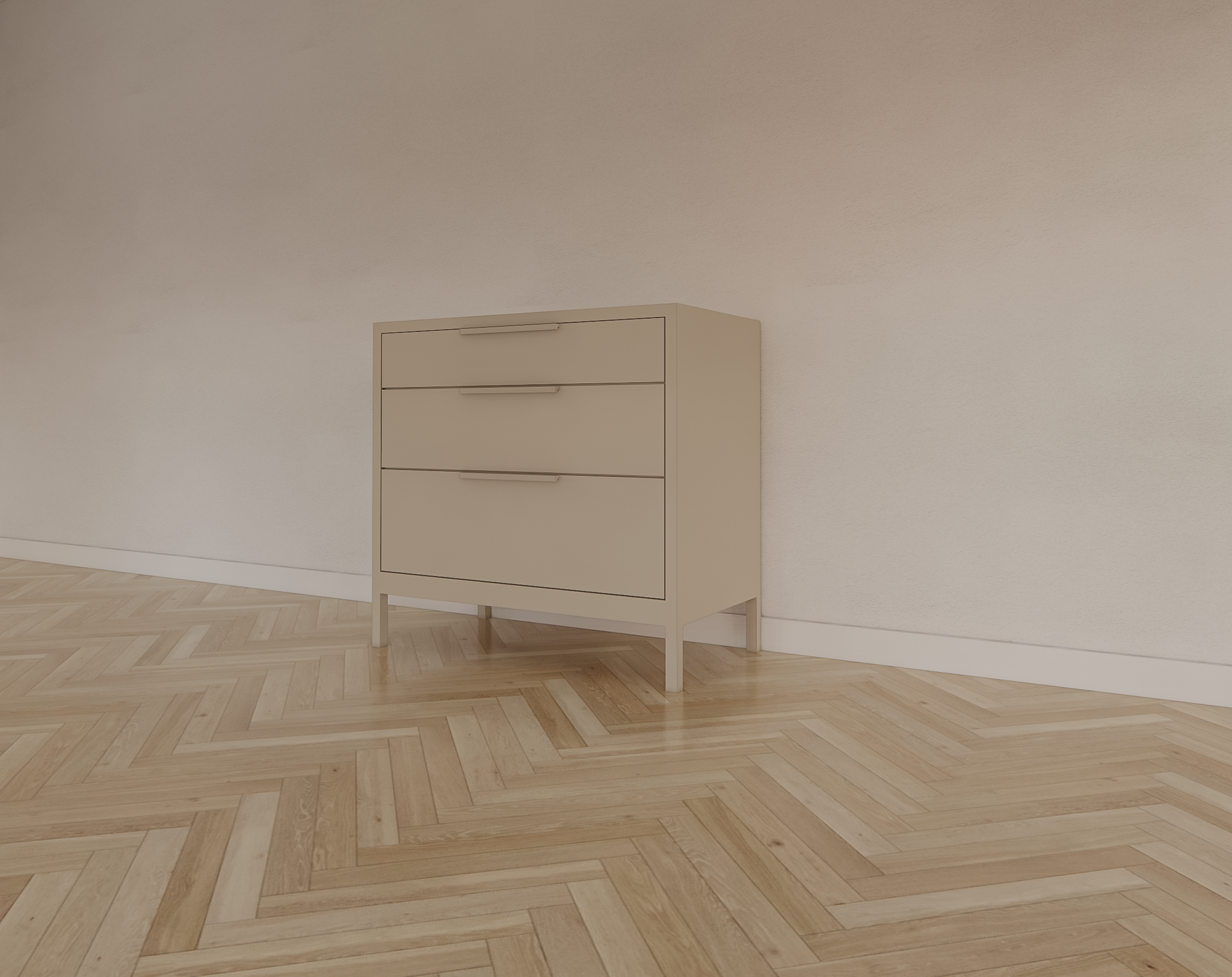 Kommode Demak 95cm - 95x50x90H cm - auf Beinen - 3 Soft-Close-Schubladen