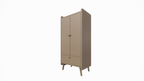 Kinderkleiderschrank Denok - 90x60x195H cm - auf runden Beinen - 2 Flügeltüren - verstellbare Einlegeböden und Hängeteil - 1 Soft-Close-Schublade