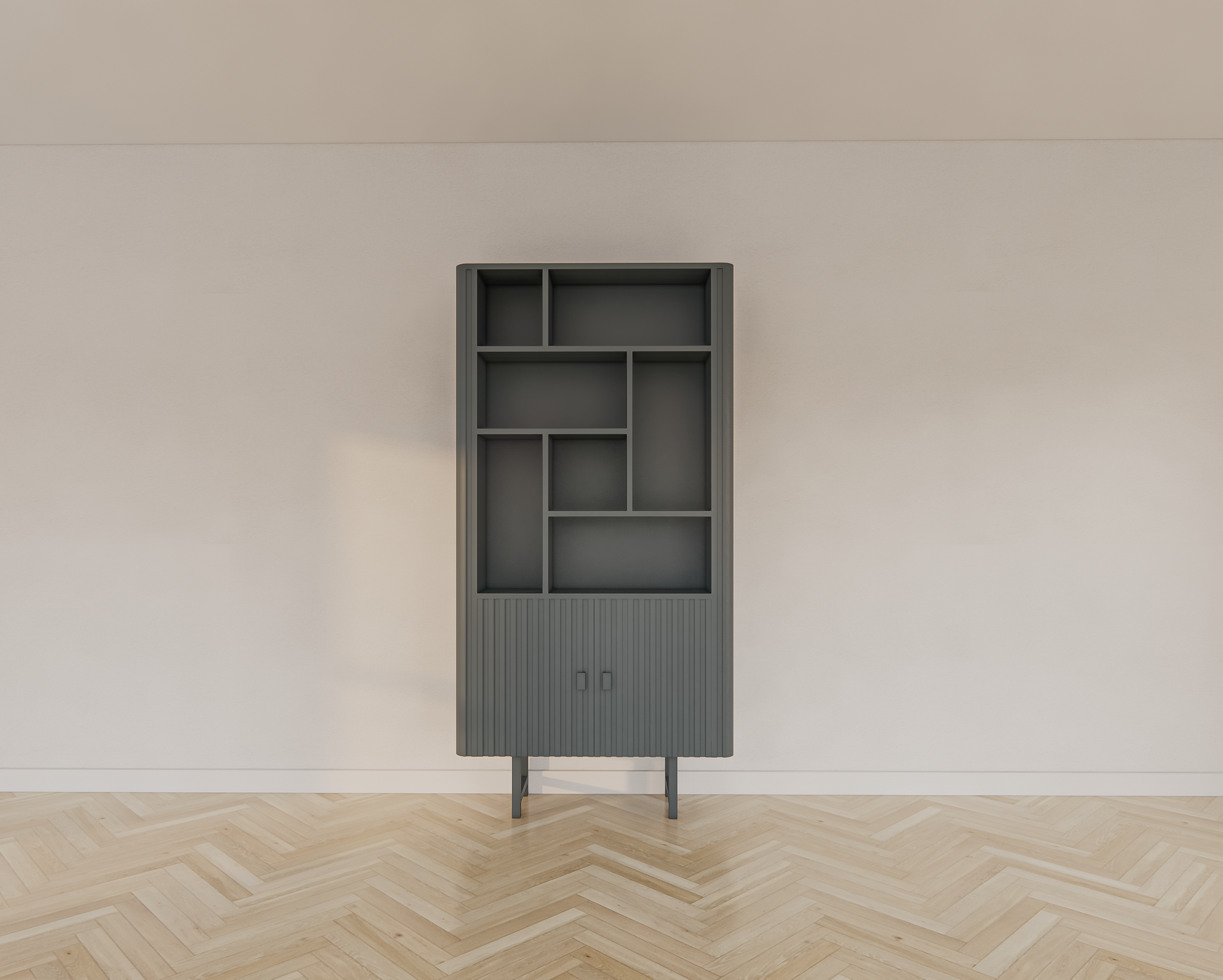 Derby-Fachschrank - 100x40x200H cm - 7 offene Fächer - 2 Flügeltüren - auf Stahlfüßen