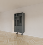 Derby-Fachschrank - 100x40x200H cm - 7 offene Fächer - 2 Flügeltüren - auf Stahlfüßen