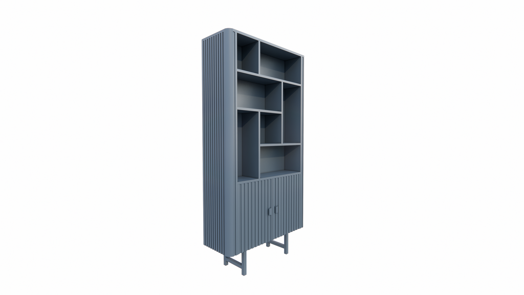 Derby-Fachschrank - 100x40x200H cm - 7 offene Fächer - 2 Flügeltüren - auf Stahlfüßen