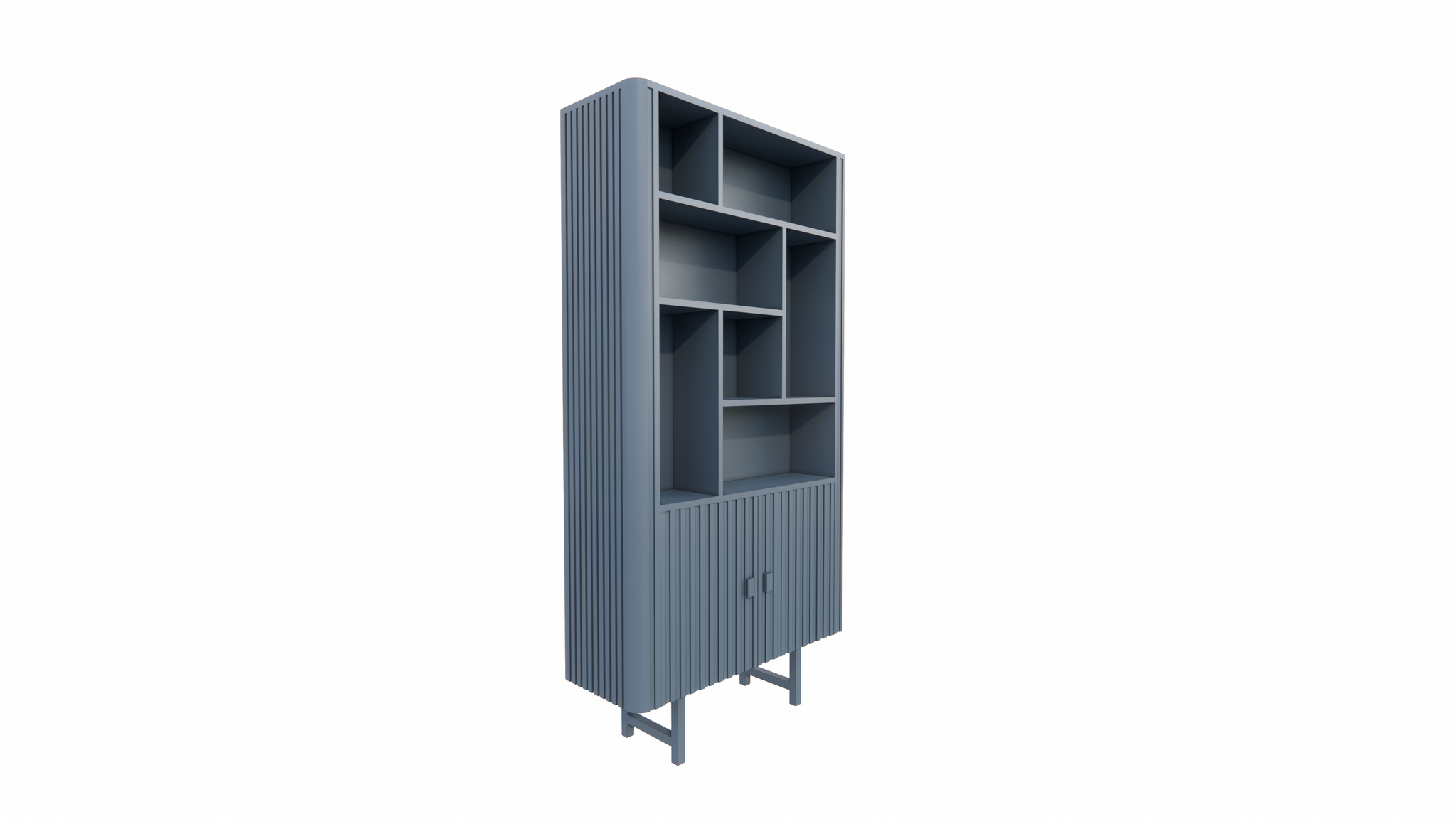 Derby-Fachschrank - 100x40x200H cm - 7 offene Fächer - 2 Flügeltüren - auf Stahlfüßen