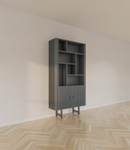 Derby-Fachschrank - 100x40x200H cm - 7 offene Fächer - 2 Flügeltüren - auf Stahlfüßen