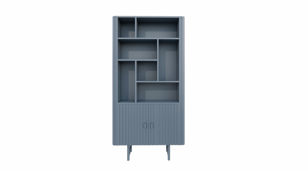 Derby-Fachschrank - 100x40x200H cm - 7 offene Fächer - 2 Flügeltüren - auf Stahlfüßen