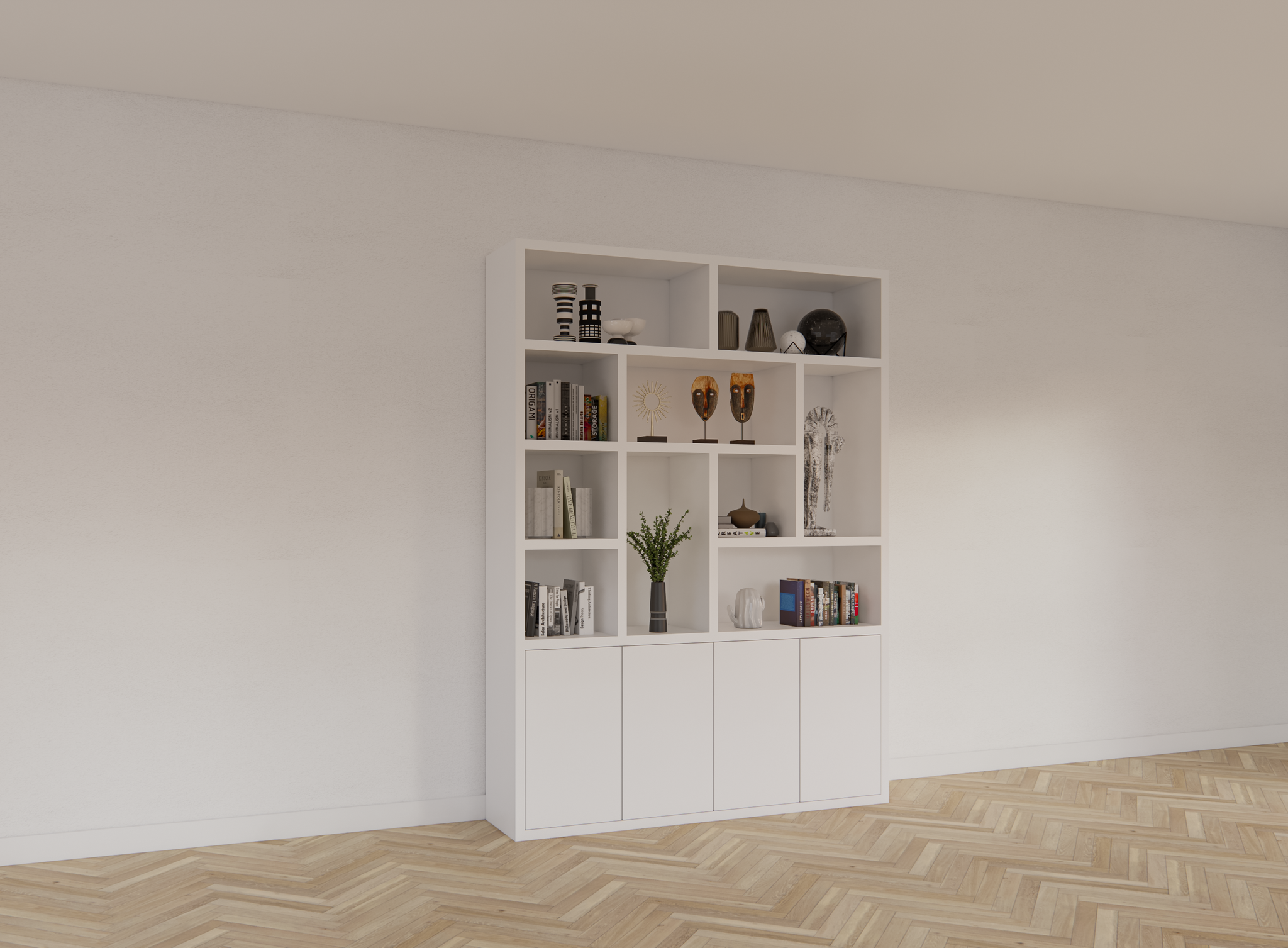 Dinan Schrank - 177x40x260H cm - Push-to-open Türen - 4cm Bodenstärke