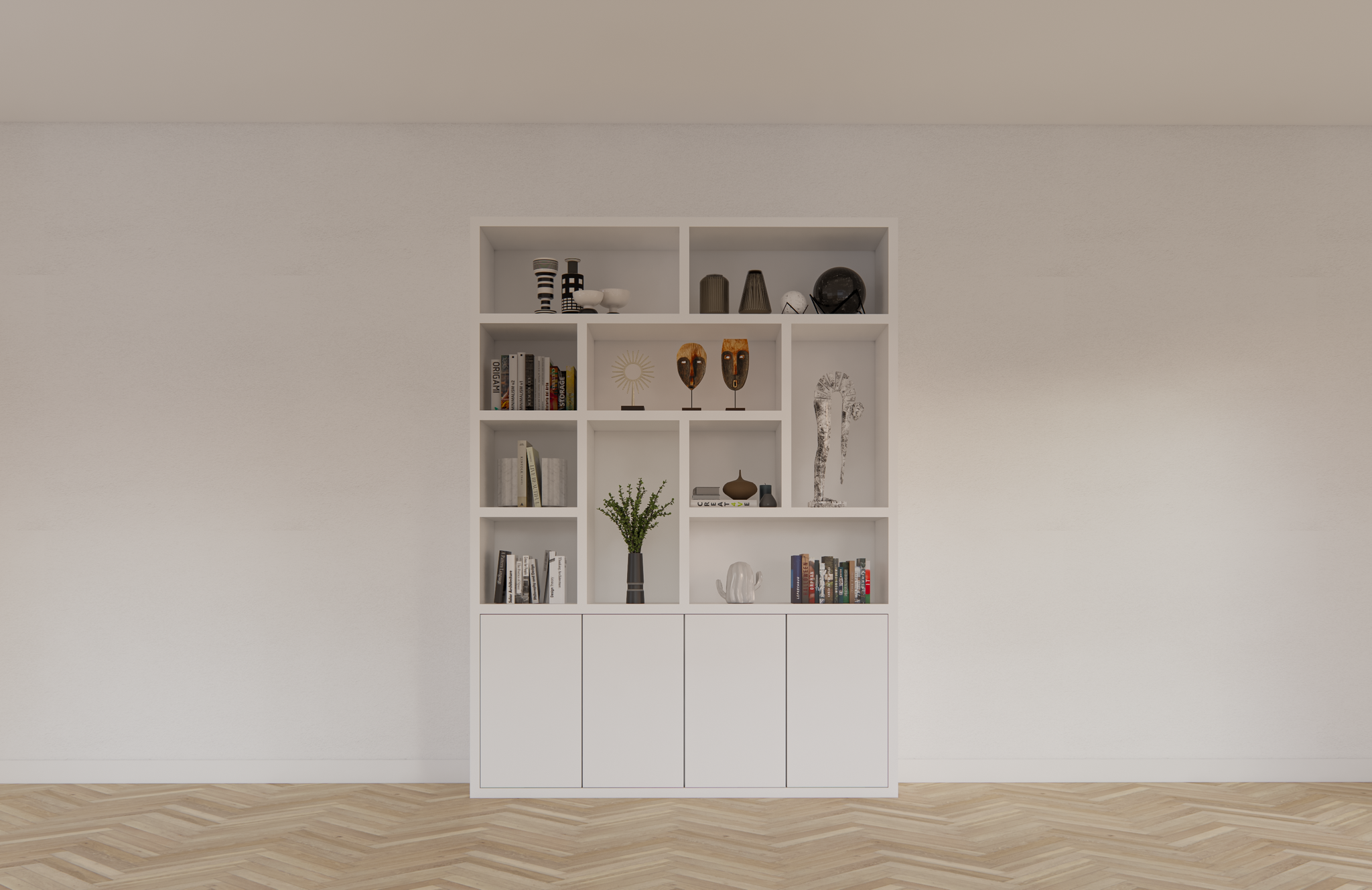 Dinan Schrank - 177x40x260H cm - Push-to-open Türen - 4cm Bodenstärke