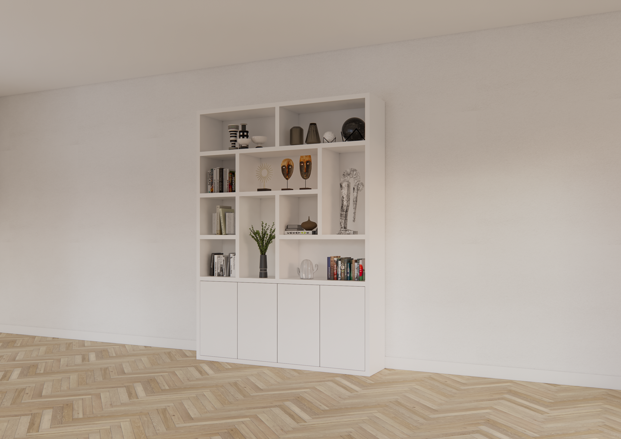 Dinan Schrank - 177x40x260H cm - Push-to-open Türen - 4cm Bodenstärke