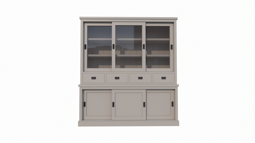 Buffetschrank Dublin - 200x46x220H cm - 3 Glasschiebetüren - 4 Soft-Close-Schubladen - 3 geschlossene Schiebetüren