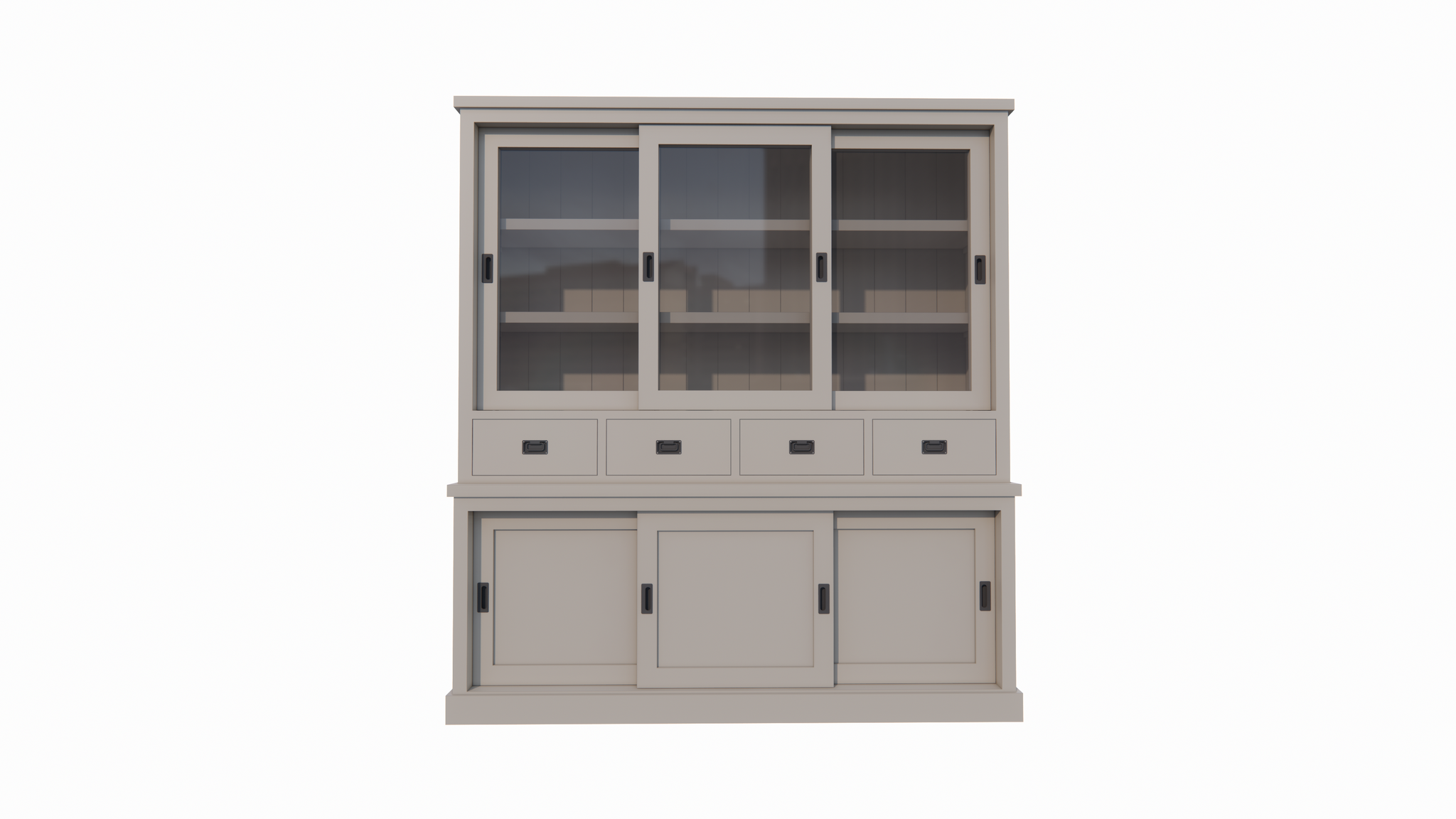Buffetschrank Dublin - 200x46x220H cm - 3 Glasschiebetüren - 4 Soft-Close-Schubladen - 3 geschlossene Schiebetüren