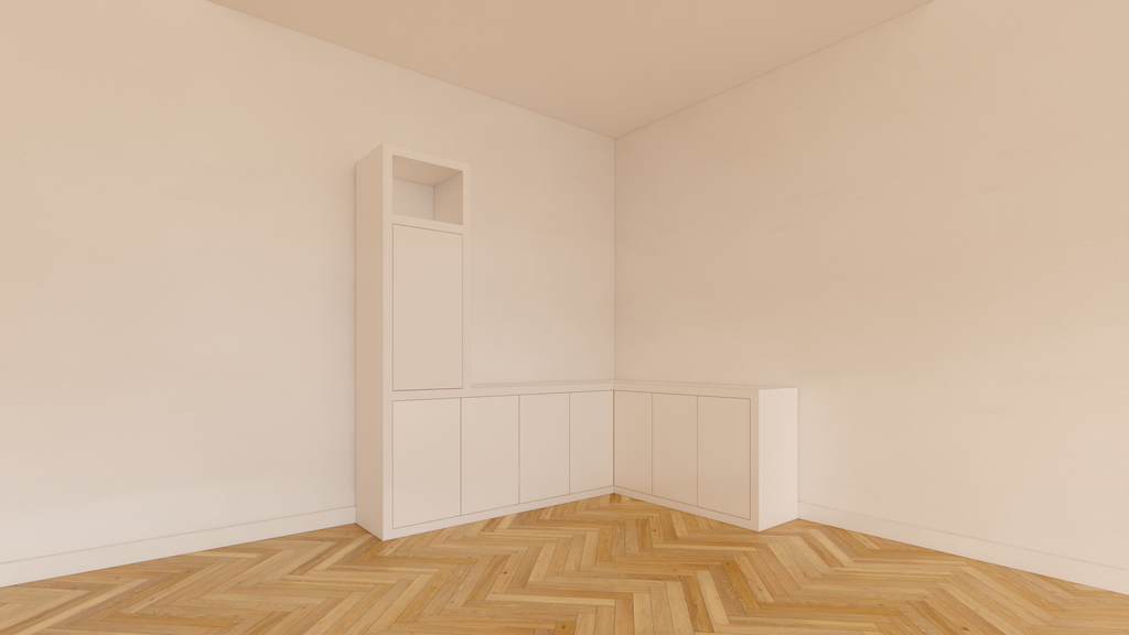 Eckschrank Durango - 200/150x40x200H cm - Fächerschrank - push-to-open Türen