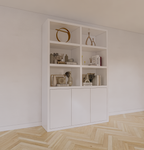 Durham Regal - 160x40x230H cm - 3 grifflose push-to-open Türen - offene Regale - schlankes Design - 5cm Bodenstärke - Bücherregal