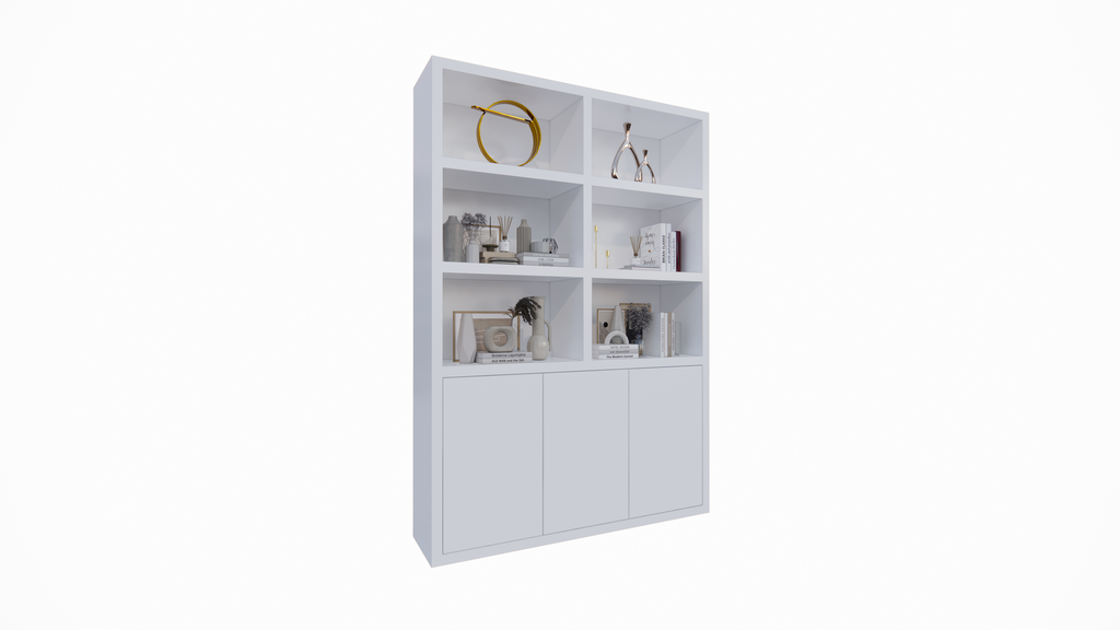 Durham Regal - 160x40x230H cm - 3 grifflose push-to-open Türen - offene Regale - schlankes Design - 5cm Bodenstärke - Bücherregal