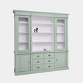 Buffet/Bücherregal Edinburgh - 225x50x230H cm - 2 Vitrinentüren - offenes Fach - 2 geschlossene Türen - 6 Soft-Close-Schubladen - verstellbare Einlegeböden - rustikale Ausführung