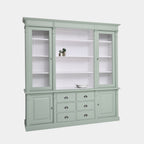 Buffet/Bücherregal Edinburgh - 225x50x230H cm - 2 Vitrinentüren - offenes Fach - 2 geschlossene Türen - 6 Soft-Close-Schubladen - verstellbare Einlegeböden - rustikale Ausführung