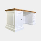 Schreibtisch King Louis - 180x70x78H cm - Eichenplatte - 1 geschlossene Flügeltür - 3 Soft-Close-Schubladen - Englischer Stil