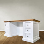 Schreibtisch King Louis - 180x70x78H cm - Eichenplatte - 1 geschlossene Flügeltür - 3 Soft-Close-Schubladen - Englischer Stil