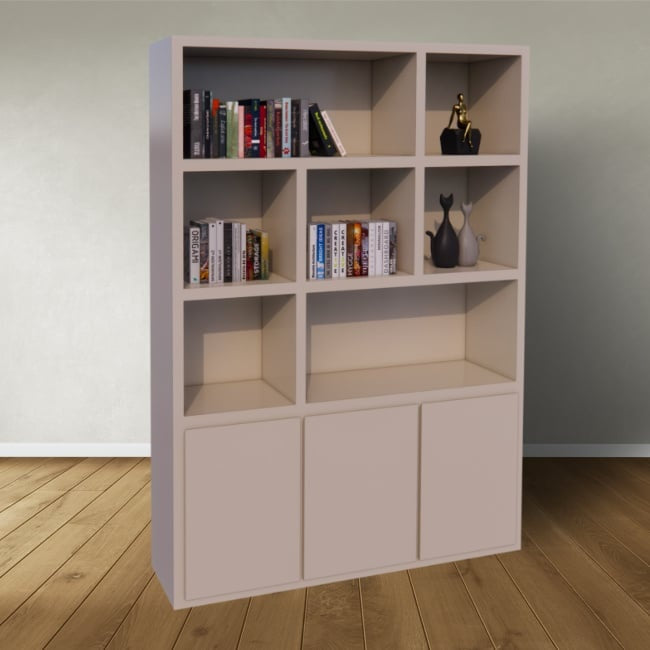 Manhattan 03 Regal - 180x40x240H cm - schlankes Design - 3 push-to-open Türen - offene Einlegeböden - grifflose Türen - 5cm Bodenstärke