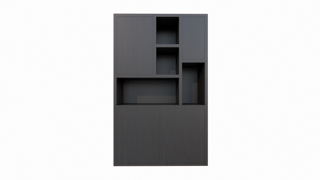 Fächerschrank faro 01 - 124x44x200H cm - geschlossene Türen im Oberschrank - push-to-open Türen - schlankes Design