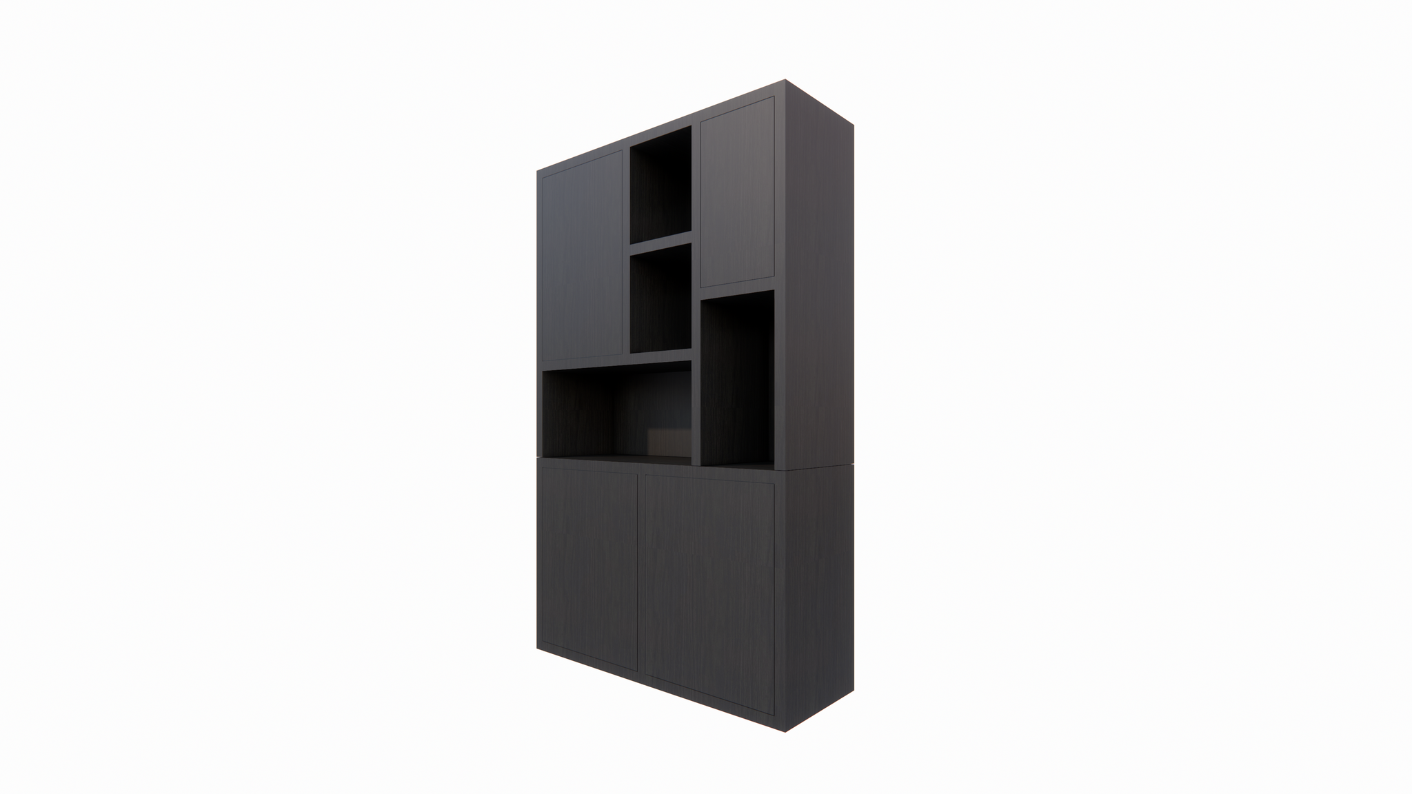 Fächerschrank faro 01 - 124x44x200H cm - geschlossene Türen im Oberschrank - push-to-open Türen - schlankes Design