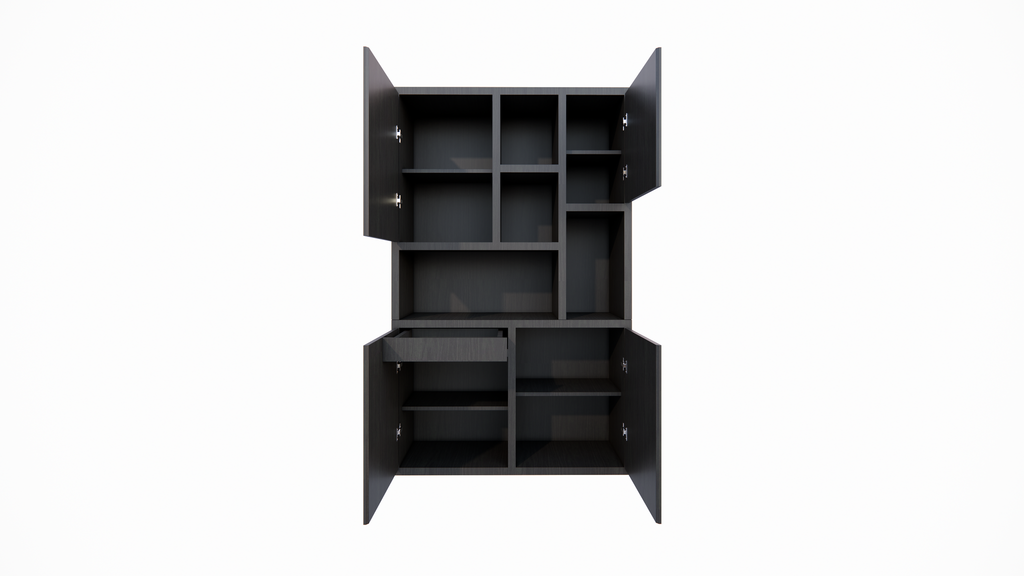 Fächerschrank faro 01 - 124x44x200H cm - geschlossene Türen im Oberschrank - push-to-open Türen - schlankes Design