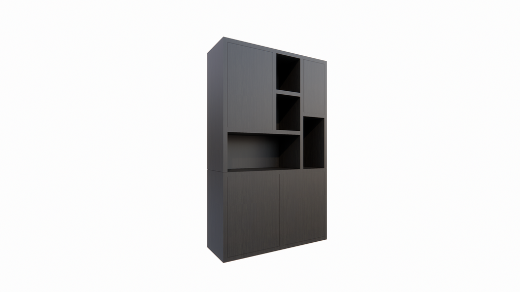 Fächerschrank faro 01 - 124x44x200H cm - geschlossene Türen im Oberschrank - push-to-open Türen - schlankes Design