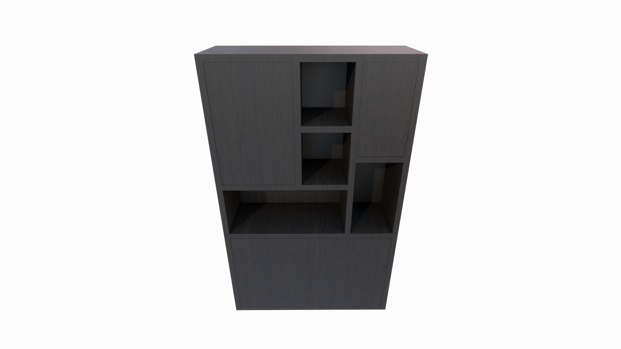 Fächerschrank faro 01 - 124x44x200H cm - geschlossene Türen im Oberschrank - push-to-open Türen - schlankes Design