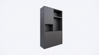 Faro 02 Fächerschrank - 124x44x200H cm - offene Einlegeböden - geschlossene Tür im Oberschrank - push to open Türen - Schublade hinter der Tür - schlankes Design