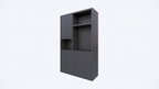 Faro 02 Fächerschrank - 124x44x200H cm - offene Einlegeböden - geschlossene Tür im Oberschrank - push to open Türen - Schublade hinter der Tür - schlankes Design