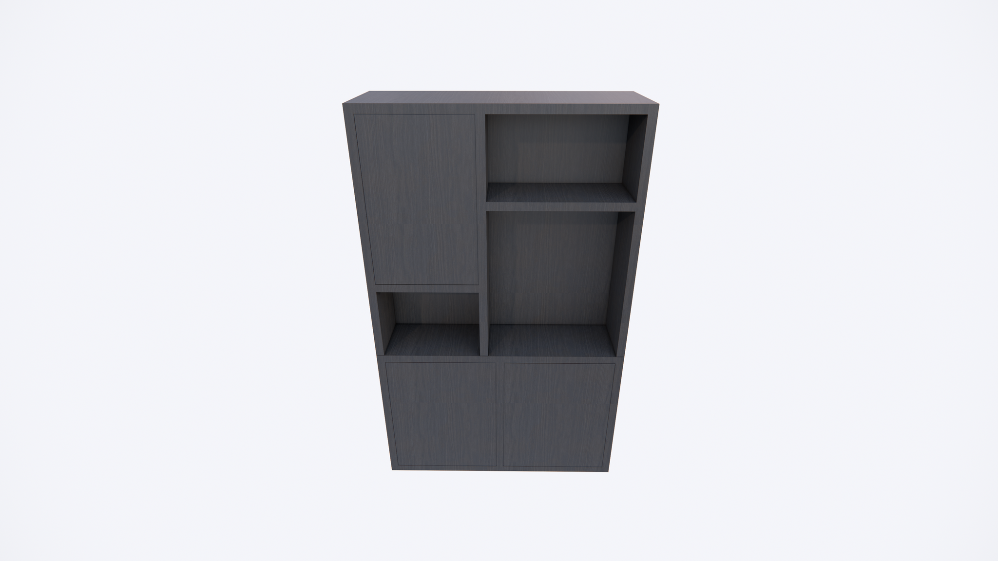 Faro 02 Fächerschrank - 124x44x200H cm - offene Einlegeböden - geschlossene Tür im Oberschrank - push to open Türen - Schublade hinter der Tür - schlankes Design