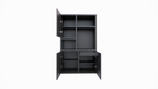Faro 02 Fächerschrank - 124x44x200H cm - offene Einlegeböden - geschlossene Tür im Oberschrank - push to open Türen - Schublade hinter der Tür - schlankes Design