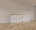 Sideboard Fernie - 260x50x90H cm - mit Eichenplatte - 8 Flügeltüren - 4 Schubladen