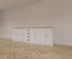 Sideboard Fernie - 260x50x90H cm - mit Eichenplatte - 8 Flügeltüren - 4 Schubladen