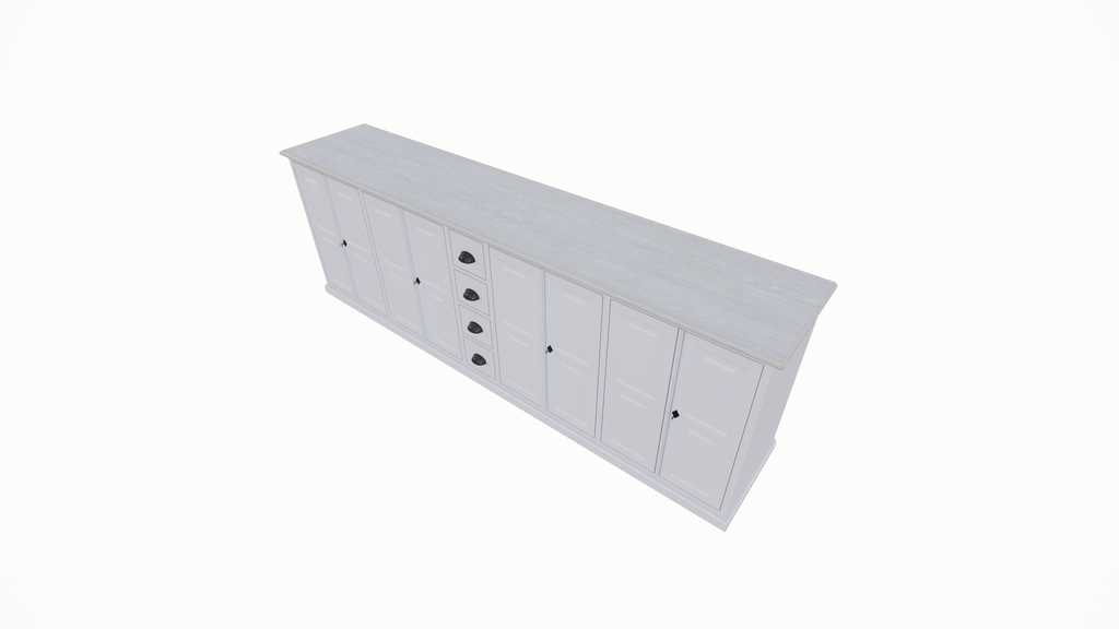 Sideboard Fernie - 260x50x90H cm - mit Eichenplatte - 8 Flügeltüren - 4 Schubladen