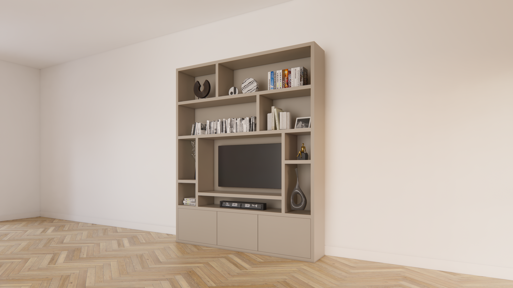 Fisterra Fächerschrank - 200x35x240H cm - push-to-open Türen - glatte Oberfläche