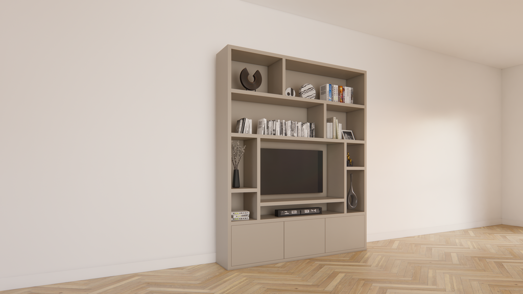 Fisterra Fächerschrank - 200x35x240H cm - push-to-open Türen - glatte Oberfläche