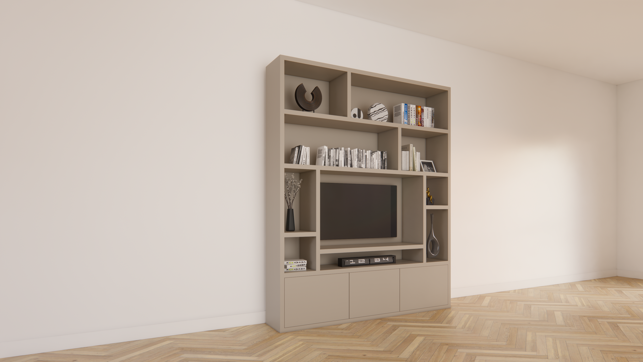 Fisterra Fächerschrank - 200x35x240H cm - push-to-open Türen - glatte Oberfläche