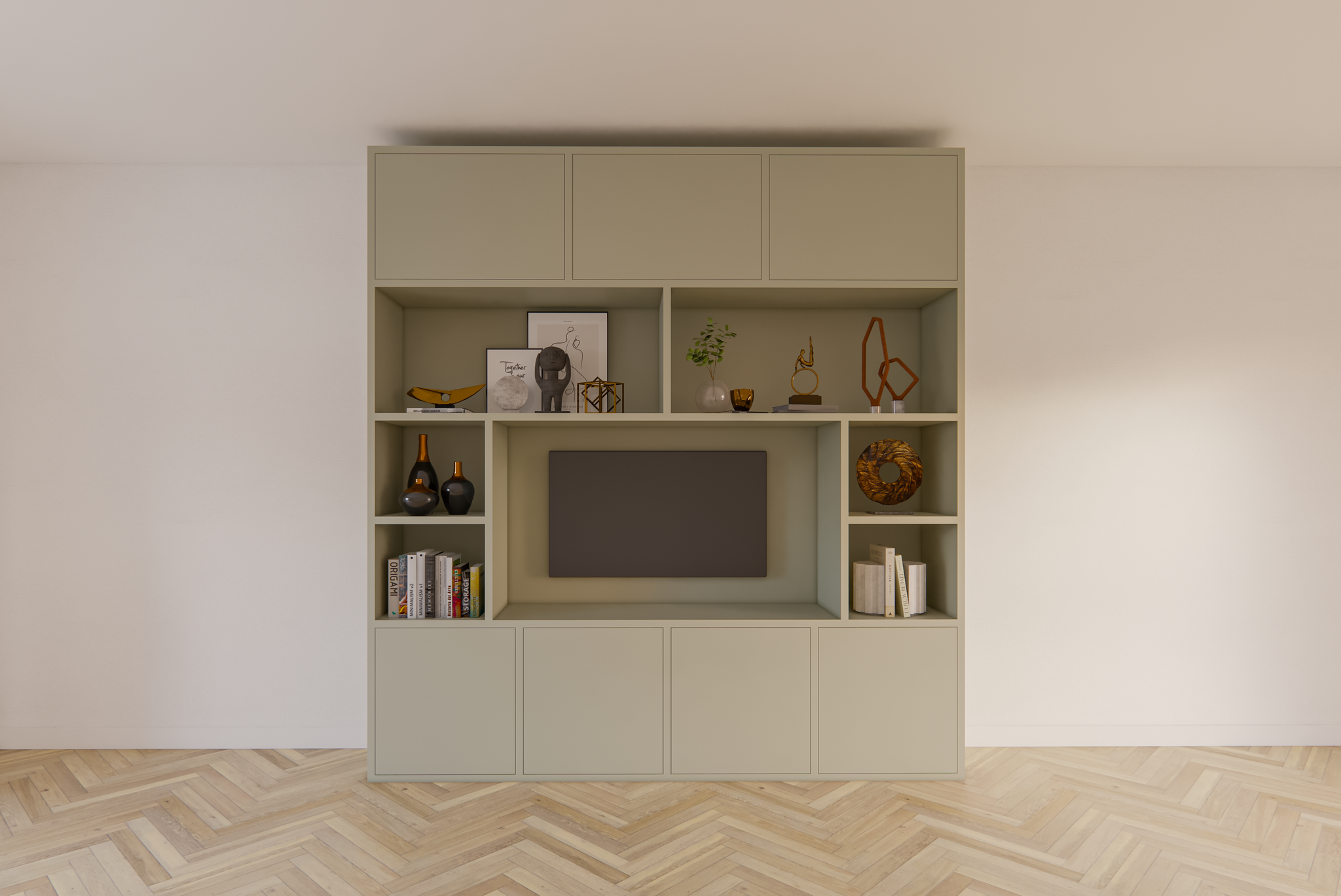 Flensburger Fächerschrank - 240x40x255H cm - Push-to-open-Türen - schlichte Ausführung