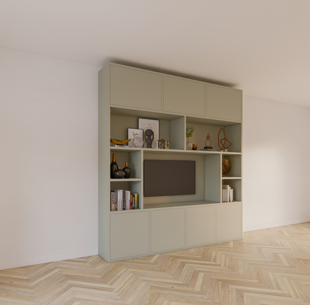 Flensburger Fächerschrank - 240x40x255H cm - Push-to-open-Türen - schlichte Ausführung