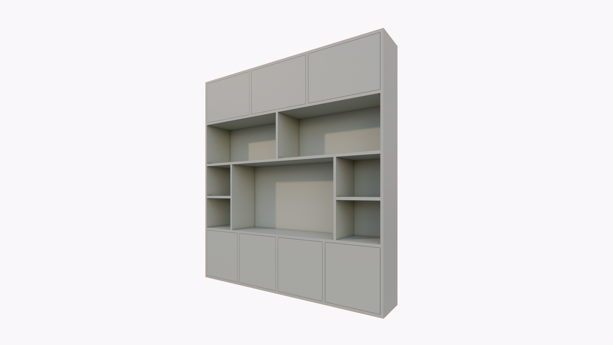 Flensburger Fächerschrank - 240x40x255H cm - Push-to-open-Türen - schlichte Ausführung
