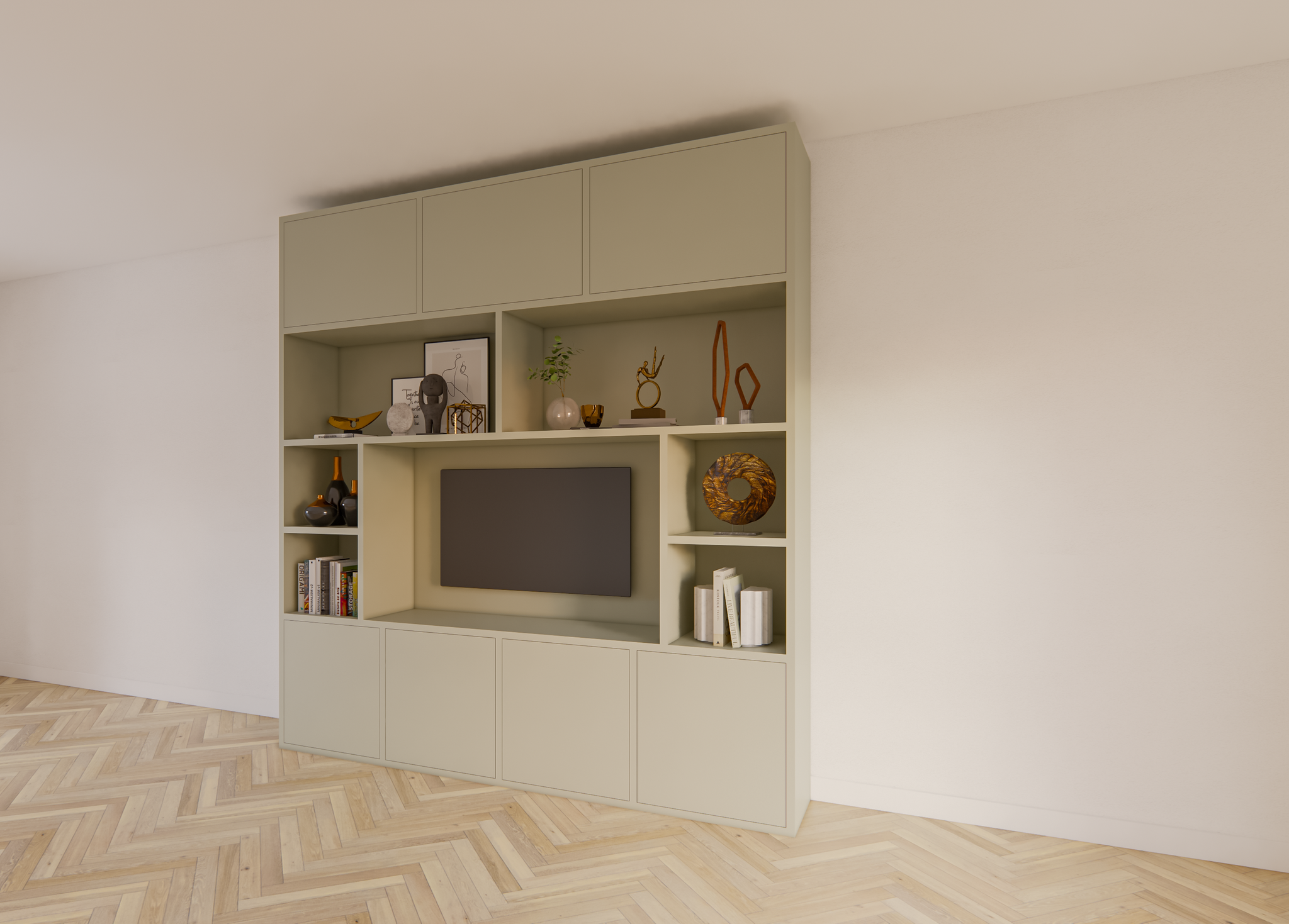 Flensburger Fächerschrank - 240x40x255H cm - Push-to-open-Türen - schlichte Ausführung